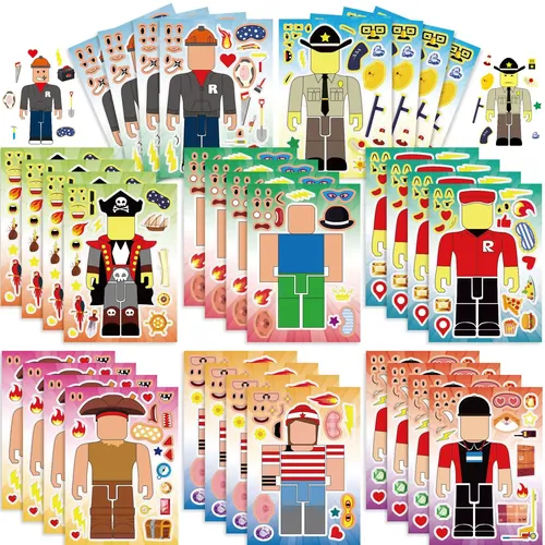 16 stücke Roblox Spiel Aufkleber Kinder DIY Puzzle lustige Spiele Make-a-Face montieren Puzzle