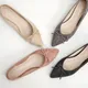 Chaussures plates pointues avec nœud pour femmes ballerines noires plates pliables rose gris