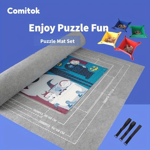 Jigsaw Puzzles Mat Roll Up Puzzle Saver Mat Portable Puzzle Pad For Up To 1000 Pieces With Sorting Trays