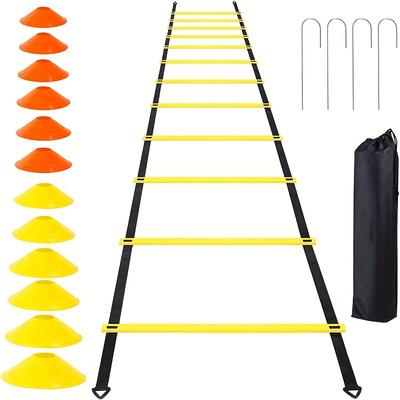 Agility Ladder Speed Training Set, 12 Rung 20ft Soccer Training Equipment With 12 Cones, 4 Steel Stakes, For Football Exercise Sports Footwork Training