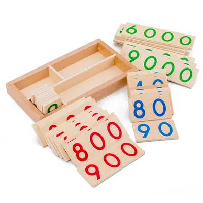 Wooden Numbers Card 1-9000 Montessori Learning Card Math Teaching Aids Preschool Children Early