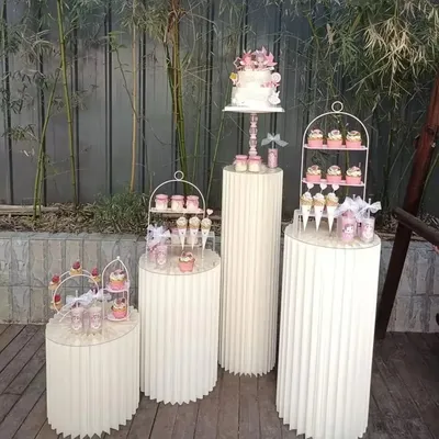 Folding Paper Cylinder Wedding Decoration Dessert Table Cake Stand Valentine's Day Birthday