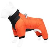 GZLY Dog Hardshell Jacket Autumn and Winter Warm Belly Pet Quilts Reflective Thick Dog Quilts Outdoor Waterproof Clothing Orange M