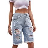ZZwxWA Flash Deals Women s Worn-out Skinny Jeans with Washed Wool Hem Half Casual Short Jeans Golf Pants Women