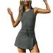 Womens Workout Romper Tennis Dress Built in Shorts Onesie Open Back Jumpsuits Athletic Dresses Gray XL