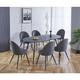 Hallowood Furniture Cullompton Large Dining Table and Chairs Set of 6, Grey Marble Effect Oval Dining Table and Curved-back Dark Grey Fabric Chairs,
