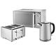 Swan 800W 20 Litre Digital Microwave, 1.7L Cordless Rapid Boil Kettle & 4 Slice Toaster with Crumb Tray Stainless Steel