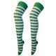 (Green & White) Unisex Football Striped Over the Knee Socks High Rise Long OTS socks UK 4-6