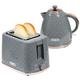 HOMCOM Kettle and Toaster Set 1.7L Fast Boil Kettle & 2 Slice Toaster Set Grey