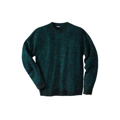 Men's Big & Tall Shaker Knit Crewneck Sweater by KingSize in Midnight Teal Marl (Size XL)
