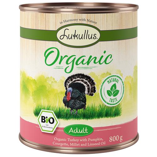 Sparpaket Lukullus Organic 12 x 800 g Adult Pute mit Zucchini (glutenfrei)