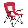 Outdoor Patio Camping Chair Steel Folding Mesh Quad Camping Chair with Cup Holder and Carry Bag
