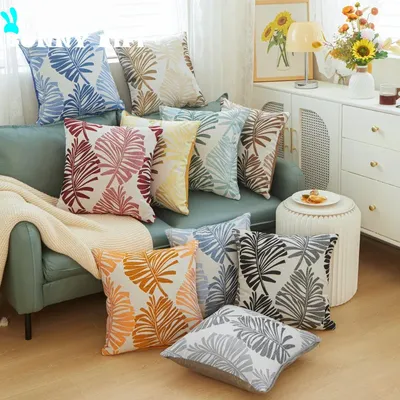 45*45CM Kissen Abdeckung Jacquard Palm Blätter Kissenbezug Neue Jahr Hause Sofa Dekorative Kissen Image