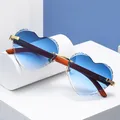 Neue randlose herzförmige Sonnenbrille Männer Frauen uv400 Brille schwarz rosa braun Farbverlauf