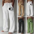 Pantaloni comodi in tinta unita larghi casual alla moda da uomo Pantaloni stampati in lino di cotone