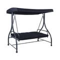 Kepooman Hanging Porch Swing Chair Patio Swing Lounge 3 Seats Converting Outdoor Swing Canopy Hammock with Adjustable Tilt Canopy-Black
