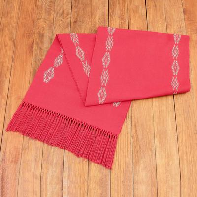 Delight in Red,'Handloomed Traditional Red and White Cotton Table Runner'