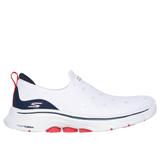 Skechers Women's GO WALK 7 - Darcie Slip-On Shoes | Size 6.5 | White/Navy | Textile/Synthetic | Vegan | Machine Washable