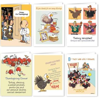 Thanksgiving Cards (Variety Pack) - Set of 18 Boxed Cards & 19 White Envelopes, 5x7 Folded Greeting Card with 6 Unique Designs
