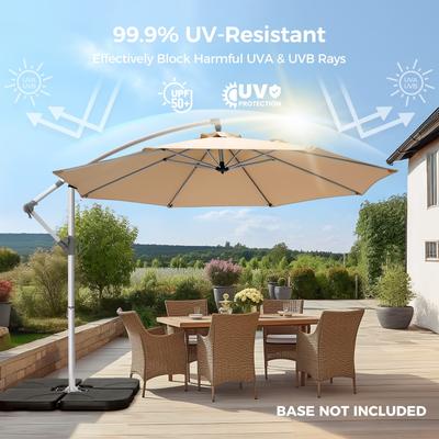 10 ft. Metal Offset Hanging Cantilever Patio Umbrella with Easy Tilt and Crank for Pool Deck