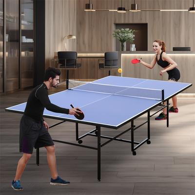 9FT Mid-Size Foldable Table Tennis, 2 Table Tennis Paddles & 3 Balls
