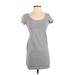 H&M Casual Dress - Mini Crew Neck Short Sleeve: Gray Solid Dresses - Women's Size Small