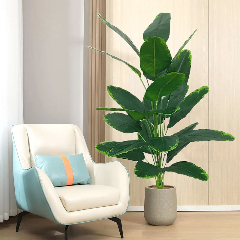 120cm 24 Blätter große tropische Bananen baum gefälschte Palmen pflanzen echte Berührung Strelizia Kunststoff Banyan Pflanze für Home Shop Büro Dekor Image