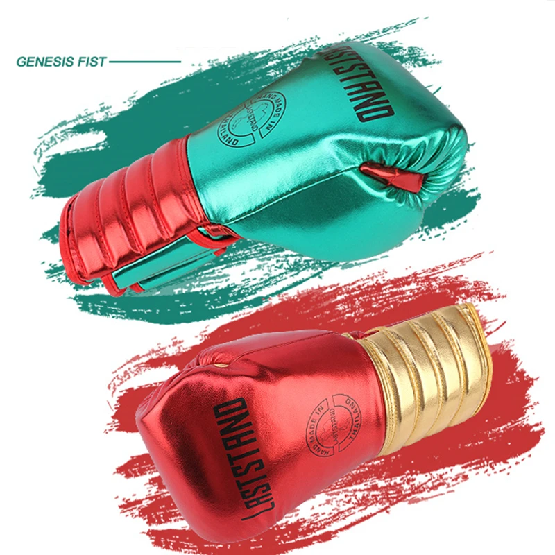 Hohe Qualität Erwachsene Kinder Frauen/Männer Boxhandschuhe Leder MMA Muay Thai Boxe De Luva Handschuhe Sanda GYM Ausrüstungen 8 10 12 6 OZ Boks Image