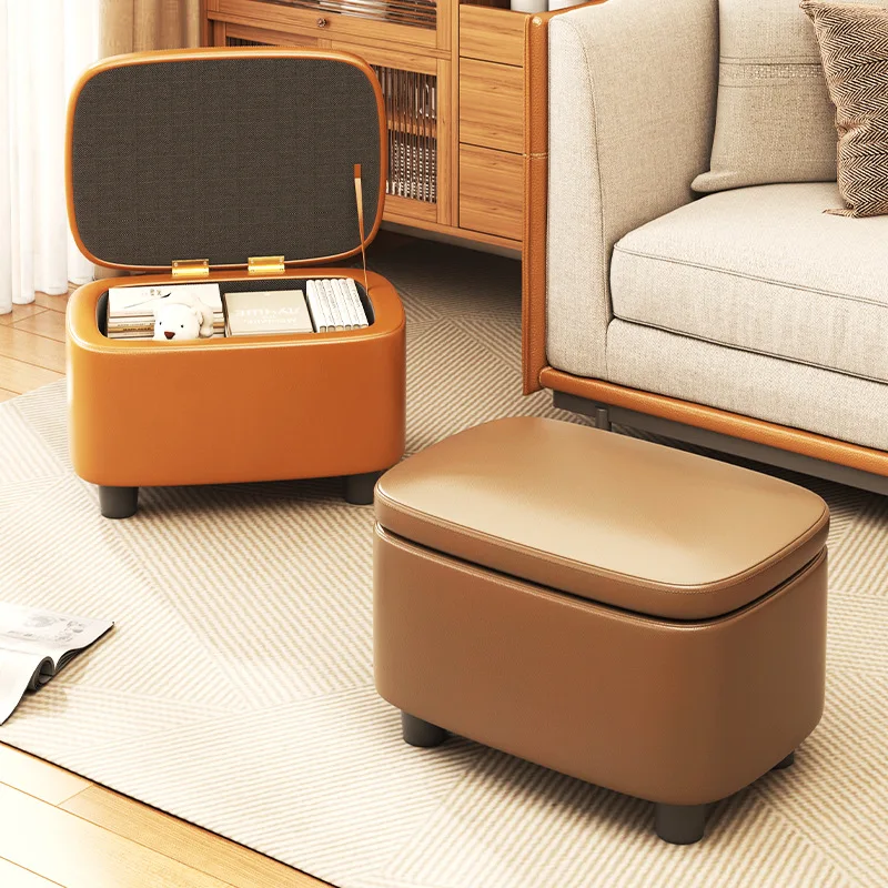 Kreative Organizer Hocker Osmanen Haushalt Bequeme Sofa Leder Hocker Wohnzimmer Sofa Tür Tragen Schuh Hocker Kann Lagerung Image