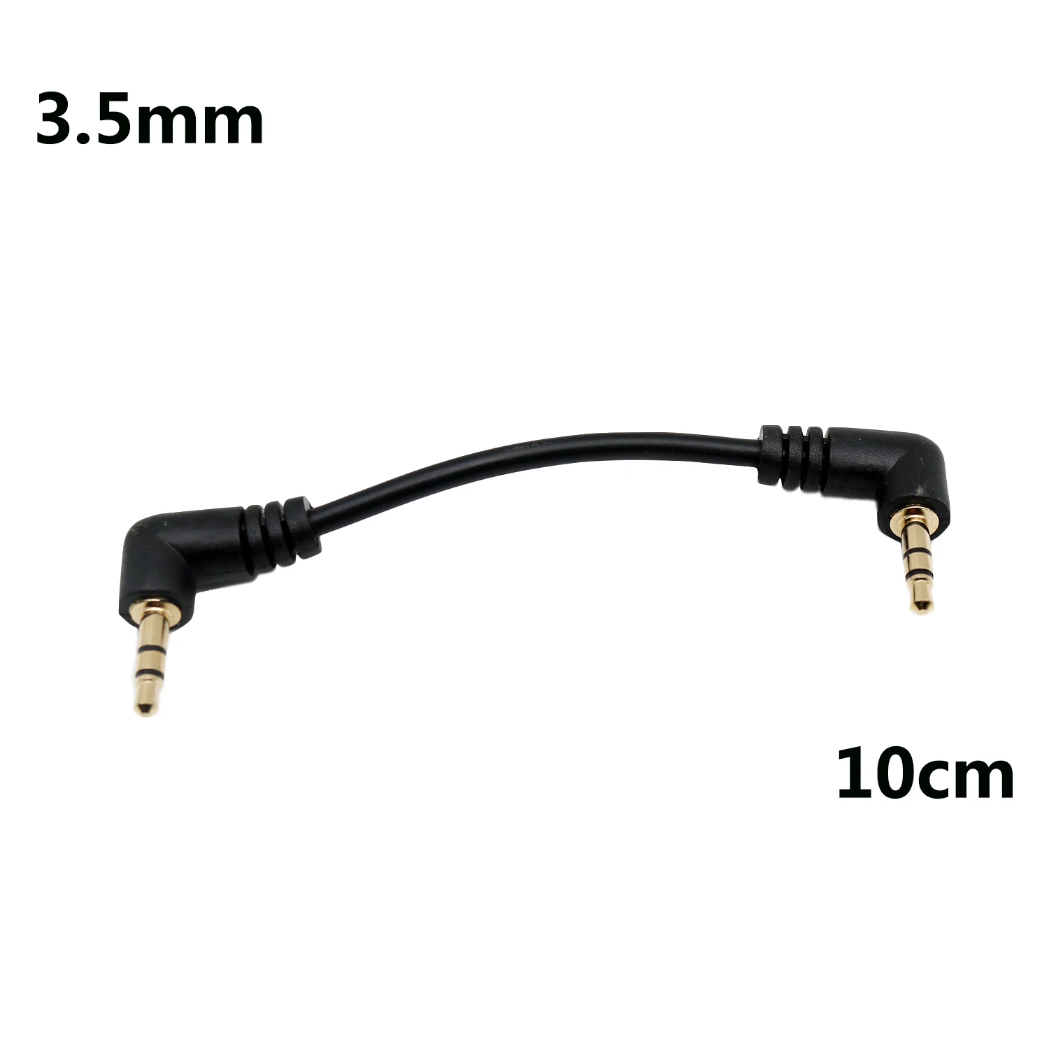 1 Stück Gold 3,5 mm 1/8 Zoll rechtwinklig auf Stecker rechts Stereo AUX Audiokabel 15 cm 10 cm Image