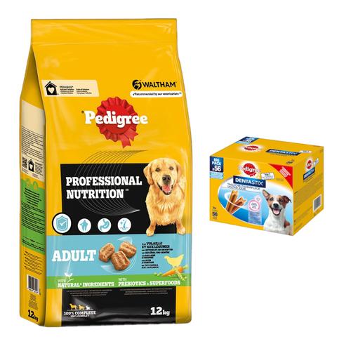 12 kg Pedigree Professional Nutrition Adult + 56 Stück Dentastix zum Sonderpreis! - mit Geflügel...