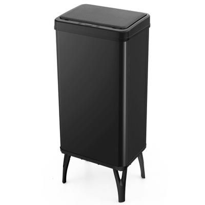 Costway 13.2 Gallon Stainless Steel Trash Can with Stay-on Lid and Soft Closure-Black