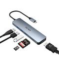 YLSCI USB C Hub, 6-in-1 USB Typ-C Docking Station für MacBook Pro, Samsung Galaxy S9/S8, Surface Book 2, Dell XPS 13/15, Pixelbook und andere (4k HDMI&3 USB 3.0&SD/TF)