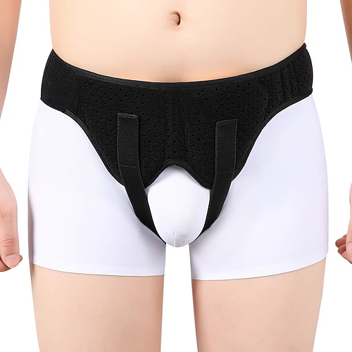 Herniengürtel für Männer, medizinischer Hernienschutz, Leistenbruchband für Einzel-/Doppelhernien, verstellbarer Hüftgurt für Sporthernien mit 2 abnehmbaren Kompressionspolstern Image