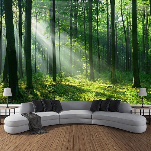 Waldgrüner Wandteppich zum Aufhängen, große Wandteppiche, Wanddeko, Fotokulisse, Decke, Vorhang, Zuhause, Schlafzimmer, Wohnzimmer, Dekoration Wandtuch XXL Natur Image