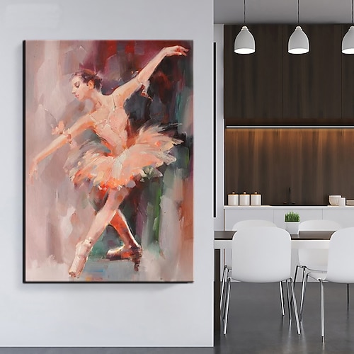 Abstraktes Tänzer-Ölgemälde, handgemalt, große Wandkunst, weißes Ballettgemälde, Boho-Wanddekoration, individuelles Gemälde, schönes Mädchengemälde auf Leinwand für Wohnzimmer, Schlafzimmer, Image