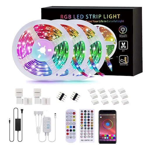 LED Smart Strip Lichtsets 30m (3x10m) Tiktok RGB Bluetooth App Kontrollstreifen Lichter 540 LEDs SMD5050 Halterung RGB Weihnachten Neujahr Party Schlafzimmer TV Dekoration Streifen Lichter 12V Image