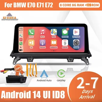 Wireless Carplay Android 14 Car Multimedia Screen for BMW X5 E70 X6 E71 E72 CCC CIC Android Auto Radio GPS 4G SIM Idrive Car PC