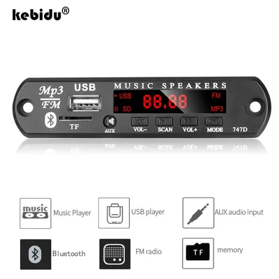 kebidu Wireless Bluetooth 9V-12V MP3 WAV Decoder Board Audio Module USB TF Radio For Car accessories