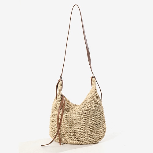 borse a tracolla in paglia intrecciata a mano da donna – borsa a tracolla estiva da spiaggia boho con tracolla regolabile in pelle
