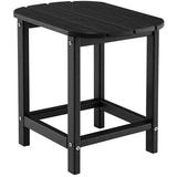 GVN 18 Inch Side Table for Garden Yard Patio-Black Teak Wood Side Table with Storage Indoor and Outdoor Wooden Furniture for Deck Porch Balcony Living Room