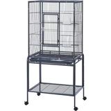 Large Budgie Cage Metal Bird Cage with Stand Rolling Parrot Cage for Cockatiels African Grey Conures Parakeets Lovebird Finch Canary Bird Flight Cage for Small Pet Animals (53 Inch Height)