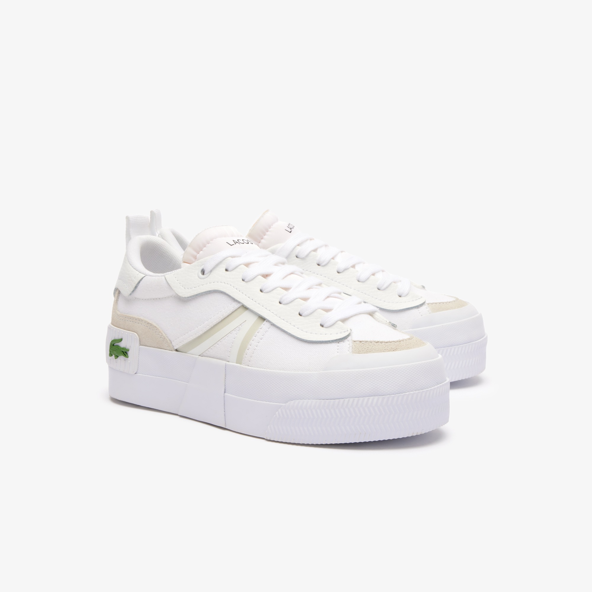 Sneaker LACOSTE "L004 PLATFORM 124 5 CFA", Damen, Gr. 41, wht, wht, Leder, Textil, Schuhe Sneaker