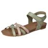 Riemchensandale MUSTANG SHOES, Damen, Gr. 42, grün (oliv, taupe), Lederimitat, klassisch, Schuhe, Sommerschuh, Sandalette, Klettschuh, mit Klettverschluss-Riemchen