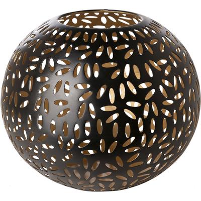 Windlicht FINK "DARIA", schwarz, H:20cm Ø:24cm, Eisen, Kerzenhalter, Kerzenhalter aus Eisen, pulverbeschichtet, mit Cut-Outs Image
