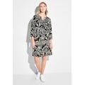 Blusenkleid CECIL, Damen, Gr. S (38), US-Größen, schwarz, Stoff, 55% Leinen, 45% Viskose, geblümt, casual, gerade knielang, Rundhals, 3/4-Ärmel Bündchen, Kleider, im Tunika-Style