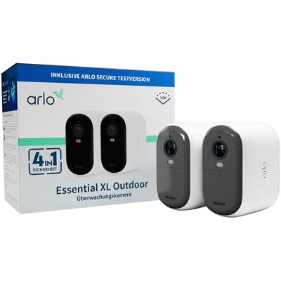 ARLO Smart Home Kamera "ESSENTIAL 2 XL FHD Outdoor Camera 2er-Pack", schwarz-weiß (weiß, schwarz), B:5,72cm H:9,65cm T:8