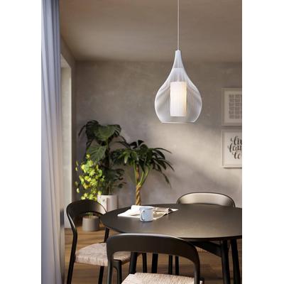 EGLO Hängeleuchte "RAZONI 1", weiß (weiß weiß), Ø 32,50cm H: 110,00cm, Lampen, Pendelleuchte, Hängeleuchte aus Metall und Glas in Weiß, E27 Fassung Image