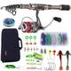 KYATON Fishing Rod and Reel Combos - Carbon Fiber Telesfishing Pole - Spinning Reel 12 +1 Bb with Carrying Case for Saltwater and Freshwater Fishing Gear Kit/Sier/1.8M/5.9Ft Rod+2000 Reel