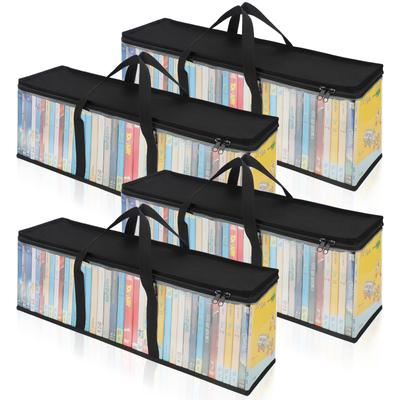 TEMU 1/2/3/4pcs Storage Bags Home Dvd Storage Bag Media Organizer Bag Dvd, Clear Plastic Bag For Easy Carrying Handle